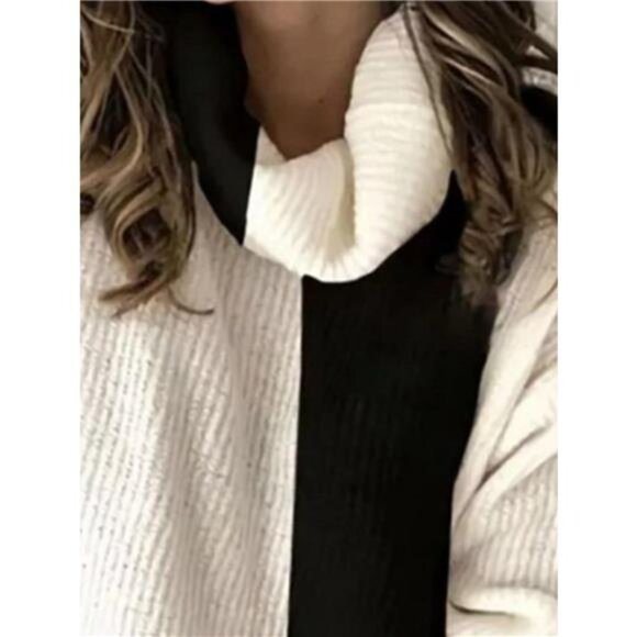 Full Size Two-Tone Turtleneck Long Sleeve Sweater Plus Size - Picture 3 of 3